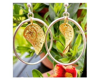 Filigree gold and silver earrings