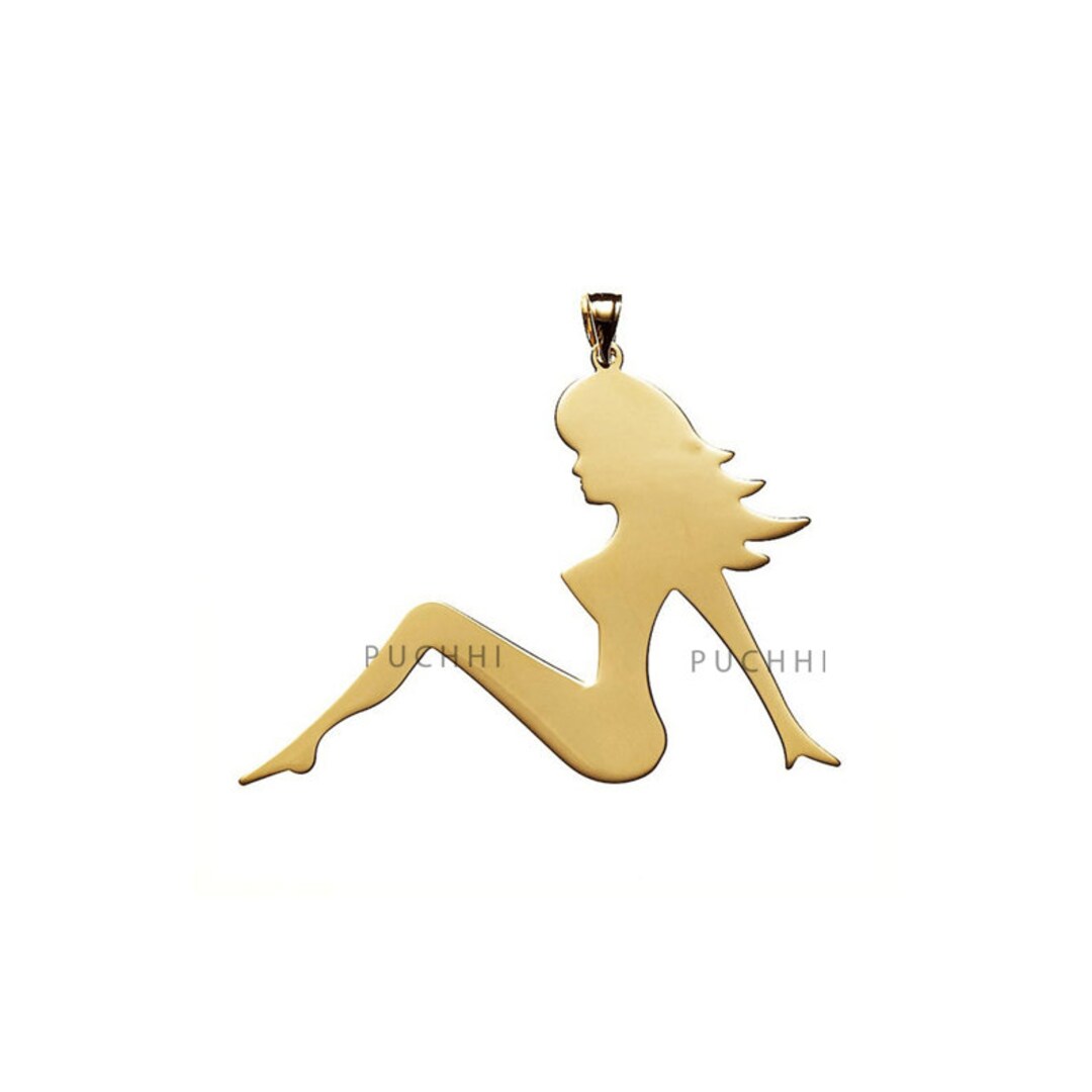 Solid 14K/ 18K/ 925 Sterling Silver Mudflap Girl Charm Pendant Etsy