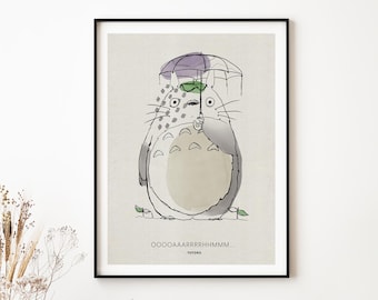 Minimalist Totoro Quote Poster | Subtle Anime Wall Decor | Geeky Home Decor | Gift for Anime Lovers | Illustrated Line Art Print