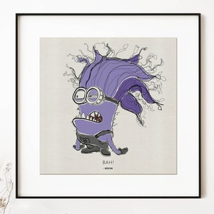 Purple Minions Despicable Me inspired - Toddler decor - Nursery Decor - Line art