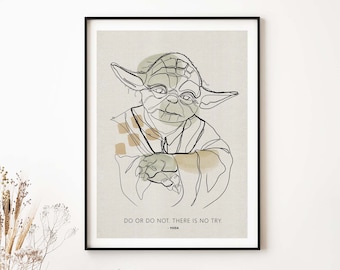 Wise Master Green Creature Minimalist Poster | Fantasy Art Print |  Quote poster | Geeky Home Decor | Gift for Sci-Fi Lovers| Film Buff