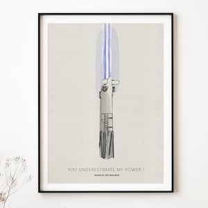 Legendary Blue Beam Sword Minimalist Poster | Fantasy Art Print |  Quote poster | Geeky Home Decor | Gift for Sci-Fi Lovers| Film Buff