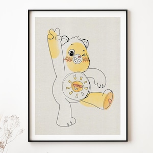 Colorful Sunshine Bear Minimalist Poster | Baby Shower Handcrafted Pastel Decor | Happy Illustration for Nursery | Uplifting Kids Room Art