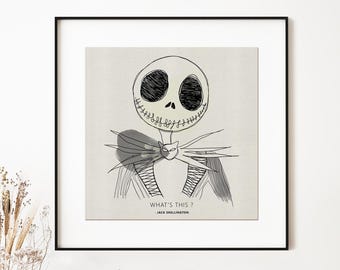 Spooky Skeleton Pumpkin King Minimalist Poster | Fantasy Art Print | Quote poster | Geeky Home Decor | Gift for Sci-Fi Lovers| Film Buff
