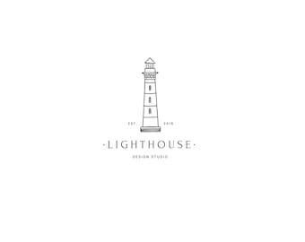 May include: Black and white line art logo of a lighthouse with the text "EST. 2019" and "LIGHTHOUSE. DESIGN STUDIO" below.