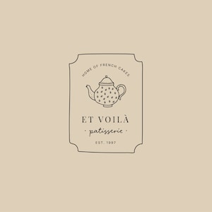 Premade Logo, Stamp logo, Logo Design, Premade Logo Template,Blog Logo, Flower Logo, Teapot Logo, Brand Design, Bakery Logo, Cafe Logo