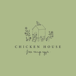Premade Logo, Chicken Coop logo,Floral Logo,Barn Logo,Organic Logo,Farm Logo, Chicken Logo,Eggs Logo, Hand drawn logo, Hen Logo,Tractor Logo