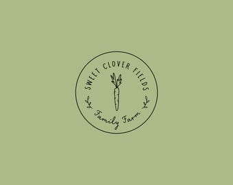 Logotipo prediseñado, logotipo de zanahoria, logotipo de verdura, logotipo floral, logotipo orgánico, logotipo de jardín, logotipo de granja, logotipo de jardín de flores, logotipo de granero, logotipo de flores, logotipo de animal
