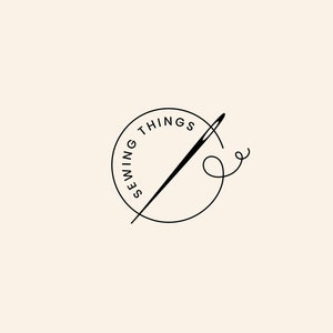 Premade Logo, Stamp logo, Logo Design, Hand and needle logo, Hand needle,Sewing Logo, Brand Design, Fashion Logo, Crafts Logo, Thread Logo