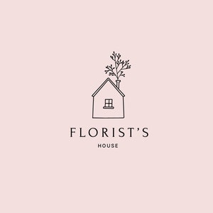 Premade Logo, Stamp logo, Floral House Logo Design, Cottage Logo, Barn Logo, House Logo, Minimalist Logo, Floral Logo, Greenhouse Logo
