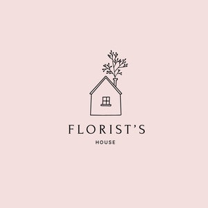 Premade Logo, Stamp Logo, Floral House Logo Design, Cottage Logo, Barn ...