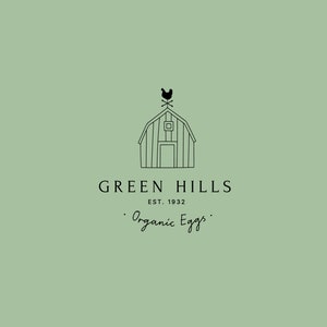 Premade Logo, Stamp logo, Floral Logo, Farm Logo, Organic Logo, Chicken Logo, Eggs Logo, House Logo, Floral Chicken, Barn Logo, Hens Logo