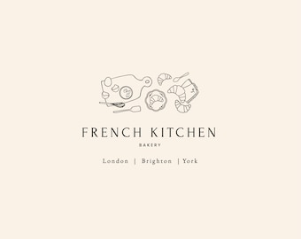 Premade Logo, Logo Design, Premade Logo Template, Rolling Pin Logo, Bakery Logo, Cake Logo, Cafe Logo, Pie Logo, Bread Logo, Feminine Logo