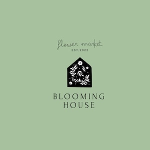 Premade Logo, Stamp logo, Floral House Logo Design, Premade Logo, Flower Plant Logo, House Logo, Minimalist Logo, Floral Logo, Barn Logo