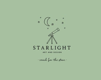 Premade logo, Astronomy Logo,Moon and Stars Logo, Stargazing Logo, Moon Logo, Boutique Logo, Beauty Logo, Moon Logo, Stars Logo, Space Logo