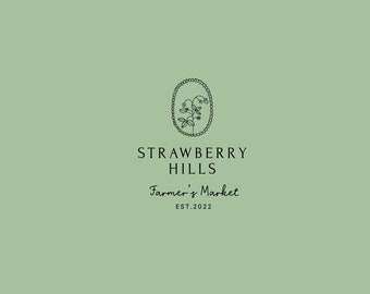 Premade Logo, Strawberry Logo, Premade Logo Template, Flower Plant Logo, Wreath Logo, Floral Logo, Floristry Logo,Flower Logo, Fruit Logo