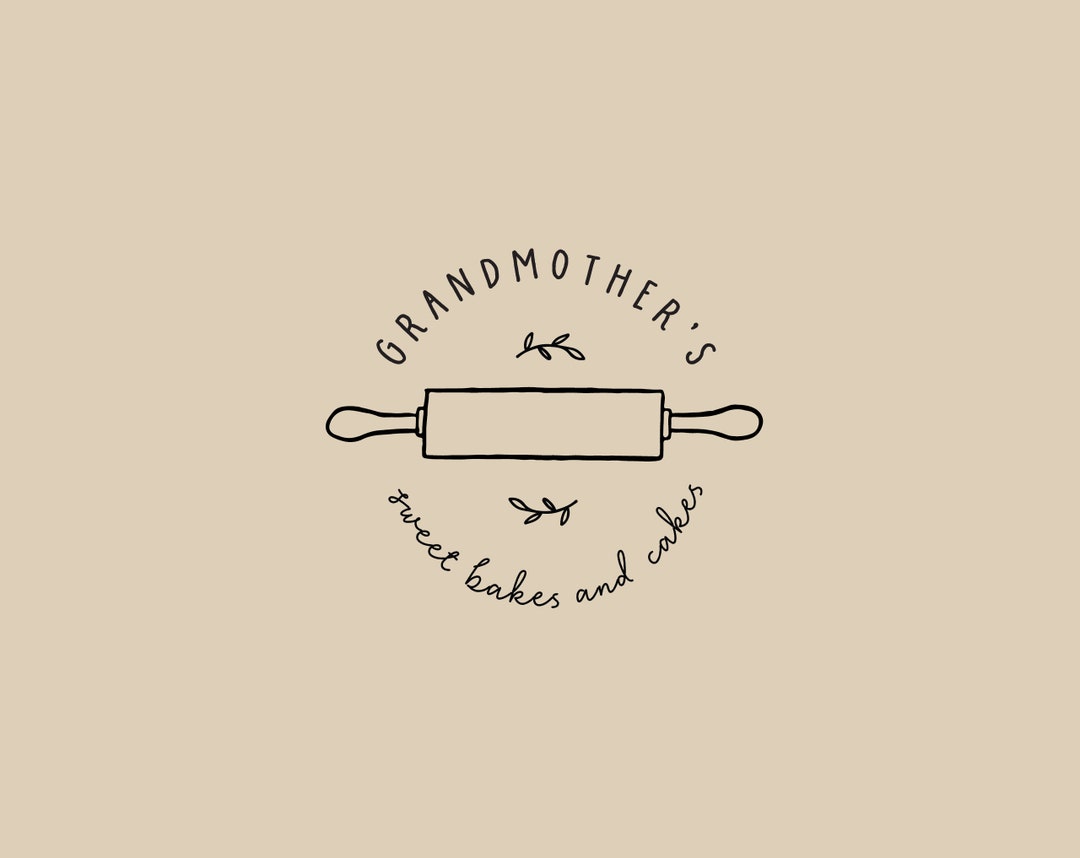 Premade Logo, Kitchen Logo, Logo Design, Rolling Pin Logo, Branding
