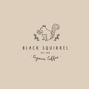Premade Fox Logo Design, Organic Nature Brand, Wild Life Hand Drawn Branding, Squirrel Logo Design, Photography Logo, Fox Logo, Animal Logo