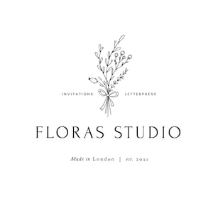 Premade Logo, Stamp logo, Stationery Design, Flower Plant Logo, Organic Logo, Minimalist Logo, Floral Logo, Flower Market, Hand drawn logo