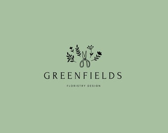 Premade Logo, Stamp logo, Floral Wreath Logo, Premade Logo Template, Flower Plant Logo, Wreath Logo, Floral Logo, Floristry Logo,Flower Logo