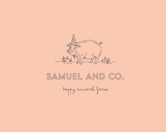 Vorgefertigtes Logo, Stempel-Logo, Briefpapier-Design, Bauernhof-Logo, Bio-Logo, Minimalistisches Logo, Schwein-Logo, Bauernhof-Logo, Tier-Logo, Scheunen-Logo