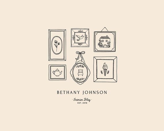 Premade Logo, Floral logo, Dove Logo, Bird Logo, Blogger logo, Hand drawn logo, Cafe Logo, Teapot Logo,Coffee Logo, Chair Logo, Vintage Logo