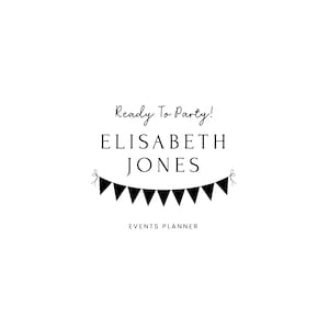 Premade Logo, Stamp logo, Party Logo, Minimalist Logo, Party planner Logo, Children&#39;s Party Logo, Hand drawn logo, Party Logo, Bunting Logo