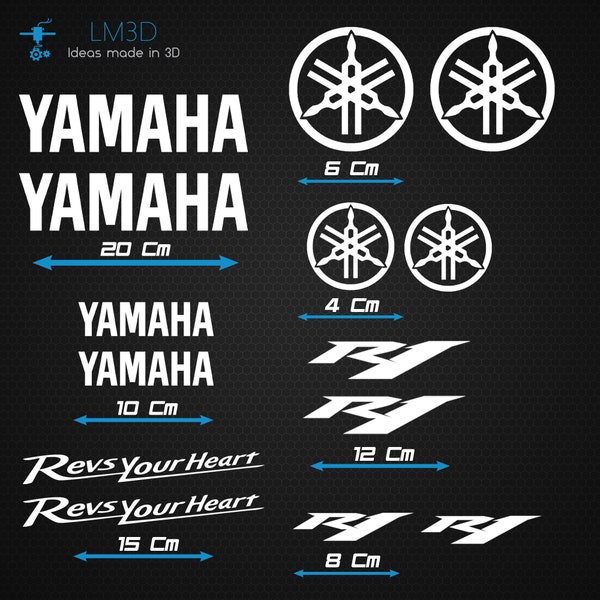 Aufkleberset aus glänzendem Vinyl für die Yamaha R1 in verschiedenen Farben