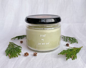 Pine Soy Candle - Soy and Oat - Large Homemade Scented Soy Wax Candle