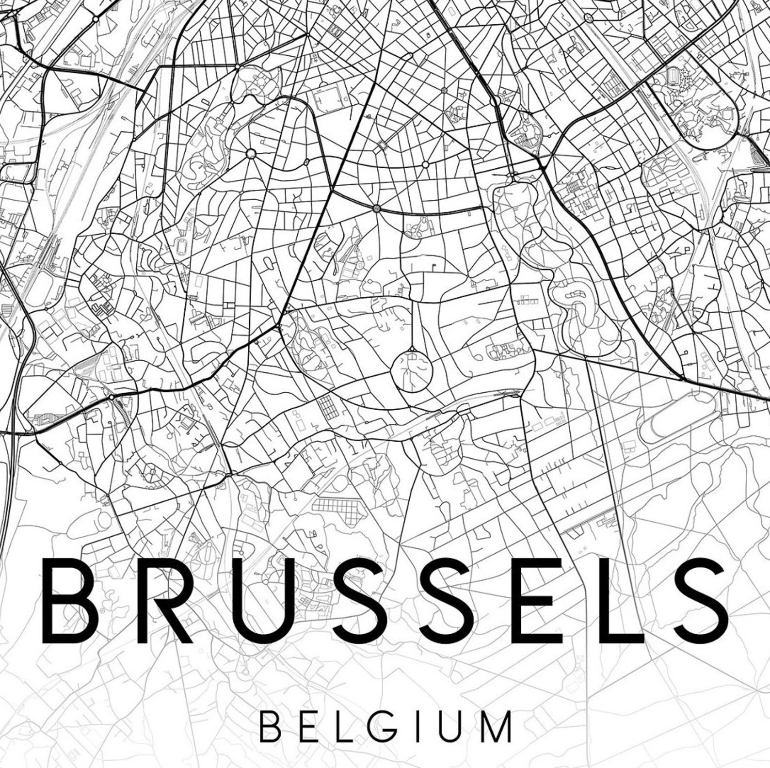 Brussels Map België Printable City Map DIGITALE DOWNLOAD | Etsy