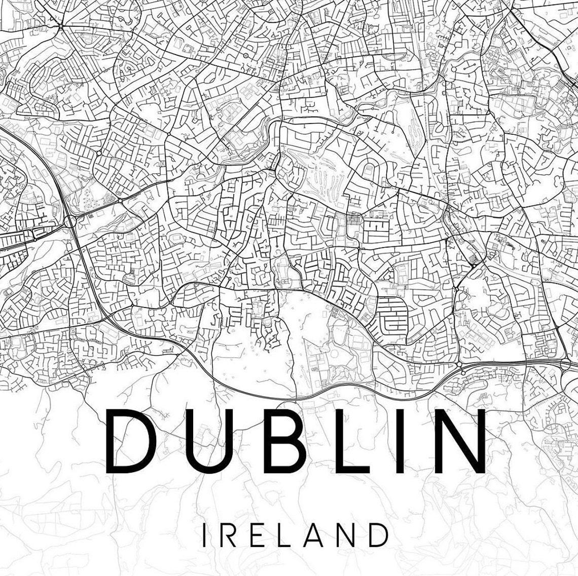 Dublin Map IrelandPrintable City MapDIGITAL DOWNLOAD | Etsy