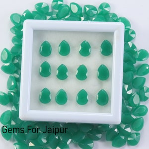 20 Piece Beautiful Green Emerald Color Loose Gemstone Pear Shape AAA Quality Cut Stone All Size Available