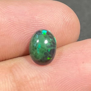 0.7 Cts AAA Quality Natural Ethiopian Black Opal Loose Gemstone, Black Opal, Oval Shape Multi Fire Opal Cabochon, Opal Jewelry Gemstone