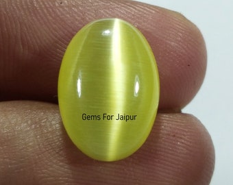 Natürliches Chrysoberyll-Katzenauge lose Edelstein 14 x 10 MM hochwertige ovale Form Cabochon, AAA + Qualität Edelstein, gelb Chrysoberyll
