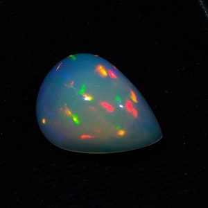 100% Natural Certified Ethiopian Welo Fire Opal Loose Gemstone, 11.50 Carat Pear Multi Fire Opal Cabochon, Ring Size Opal, Jewelry Gemstone