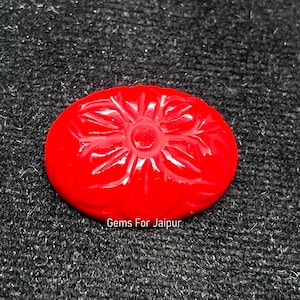 20X15 MM Top Quality Coral Loose Gemstone, Carved Gemstone, Coral Carving, Oval Shape Cabochon, Handmade Carving Gemstone