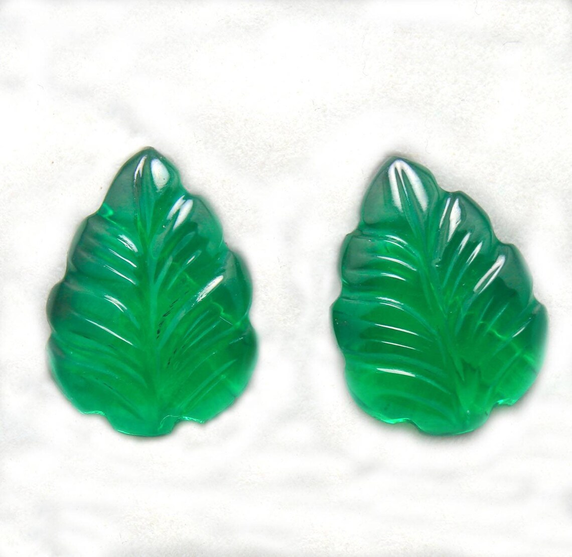2 Piece Green Leaf Carved Loose Gemstone 12X16X4 MM High Etsy