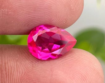 3 Cts. Natural Pink Sapphire Loose Gemstone, 11*8 mm Pear Shape Faceted Stone, Red Corundum Sapphire, AAA Top Quality Jewelry Gems