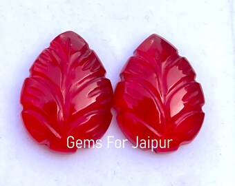 16X12 MM Red Ruby Leaf Carved Loose Gemstone, Ruby Carving Cabochon, Top Quality Ruby, 2 Pieces Pair Ruby Jewelry Gemstone, AAA Quality Ruby