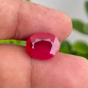 Naturliga röda rubiner, smaragdslipade lösa ädelstenar 8,45 ct, ringstorlek, oval form, fasetterad ädelsten, smyckestillverkning, örhängen, ädelstenar, försäljning live