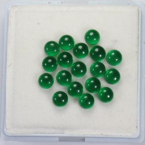 100 Piece Green Hydro Emerald Loose Gemstone, High Quality Round Shape Cabochon, Jewelry Making Gemstone, All Size Available