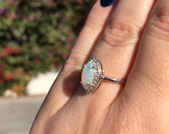 Ring Statement Ring Boho Ring Opal Jewelry Oval Stone Ring Ethiopian Opal Ring,Silver Ring Handmade ring Heavy Ring