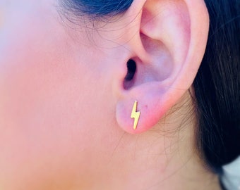Lightning Bolt Stud Earrings: Sterling Silver or Gold-Filled, Nature Inspired