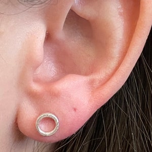 Sterling Silver Open Circular Stud Earrings, Hollow Circle, Hollow Round Post