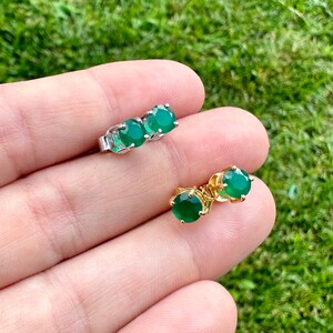 5mm Green Onyx Gemstone Round Cut Earring