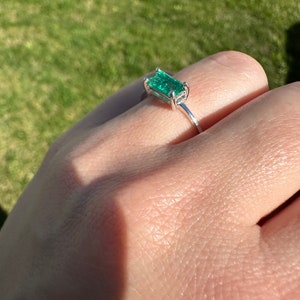 Emerald Baguette Ring, Sterling Silver & Gold Vermeil