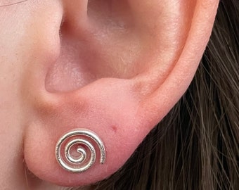 Sterling Silver Spiral Stud Post Earrings