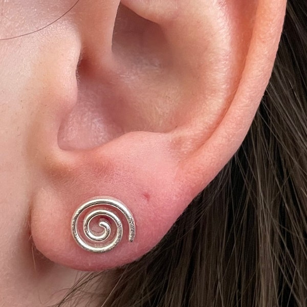 Sterling Silver Spiral Stud Post Earrings