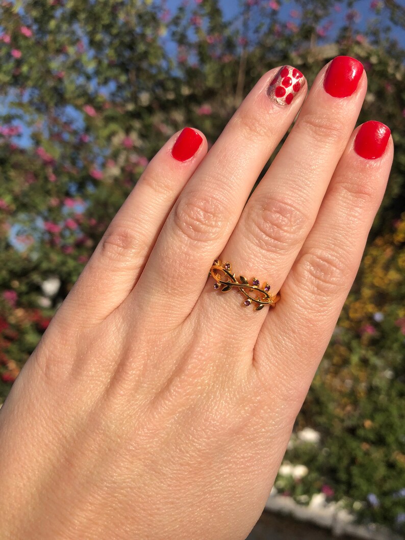 Amethyst 22k Gold over Sterling Silver Vine Ring