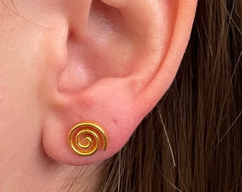 Golden Spiral Stud Earrings